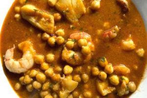 Recette Ragoût de pois chiches à la seiche et aux crevettes