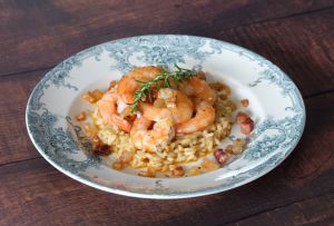 Recette Crevettes au jus de tête, guanciale et "risotto"