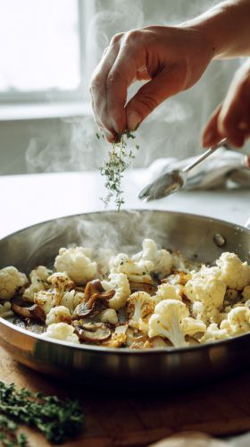 Recette Savory Garlic Cauliflower Mushroom Skillet in 20 Minutes