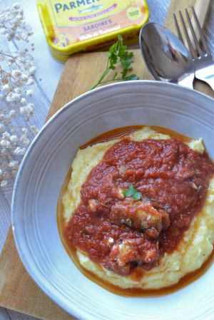 Recette Polenta crémeuse sauce tomate anchois et sardines