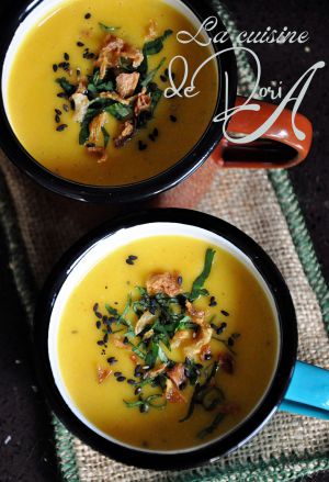 Recette Velouté de carottes, navets chinois, pommes de terre au lait de coco (Soup & plus)