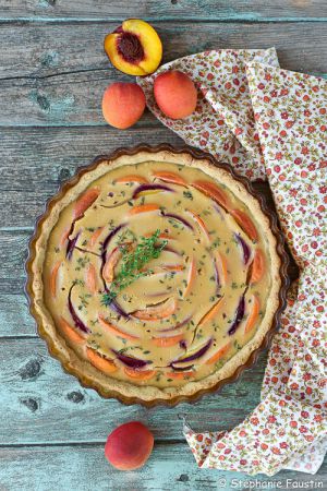 Recette Tarte abricots, nectarines et thym citron à la migaine