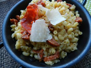 Recette Risotto de coquillettes au chorizo § parmesan