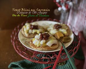 Recette Toasts carpaccio de St Jacques sur blinis au sarrasin