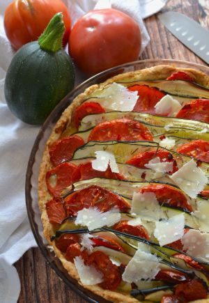 Recette Tarte tomates courgette et parmesan #végétarien