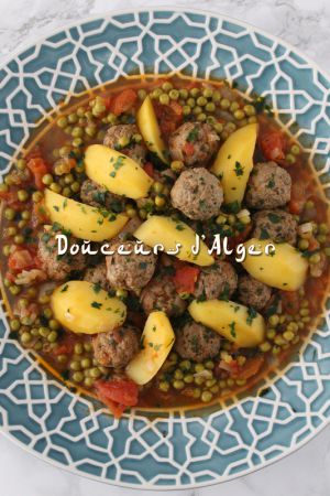 Recette Tajine de boulettes aux petits pois