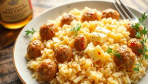 Recette Risotto belge à la Kwak : boulettes liégeoises et fromage à raclette