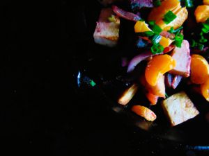 Recette Salade chaude de tofu, betteraves et clémentines