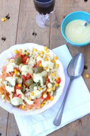 Recette Salade de pâtes sauce mayo vegan