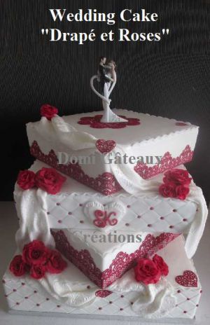 Recette Wedding Cake "Drapé et Roses" en pâte à sucre