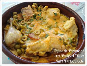 Recette Tajine de Pomme de terre,Poulet et Olives