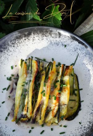 Recette Tian de courgettes, pommes de terre au Morbier