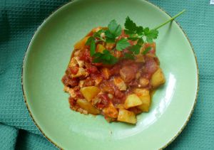 Recette Poêlée de poulet aux pommes de terre, poivron et chorizo