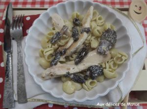 Recette Pâtes au poulet et crème aux morilles