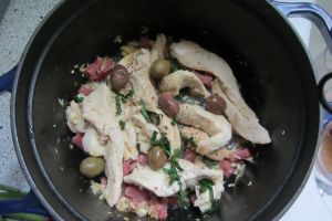 Recette Blancs de poulet au bacon et aux olives