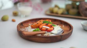 Recette Abricots rôtis au yaourt et aux amandes