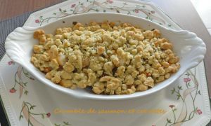 Recette Crumble de saumon et crevettes