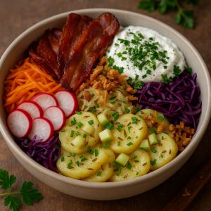 Recette Poke bowl alsacien façon Bibeleskaes : recette saine, rapide et gourmande aux saveurs du terroir