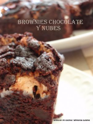 Recette Brownies chocolate y nubes / Brownies chocolat et chamallows