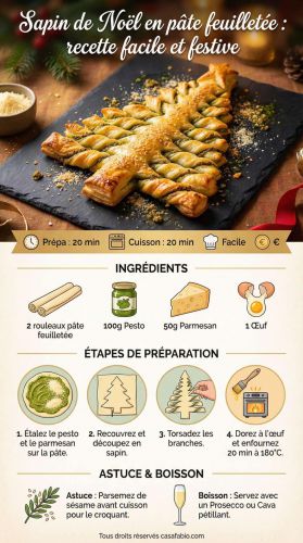 Recette Sapin de Noël en pâte feuilletée : recette facile et festive