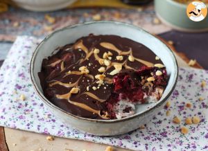 Recette Overnight oat fruits rouges et chocolat, le petit déj sain et rassasiant!