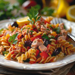 Recette Salade de pâtes au thon et légumes croquants : Recette facile et savoureuse