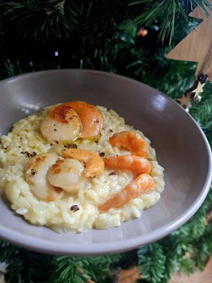 Recette Risotto aux noix de st jacques et crevettes