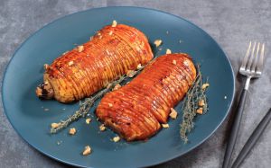 Recette Courge Butternut rôtie au four façon hasselback