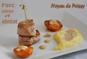 Recette Filet mignon de porc sauce au noyau de poissy, polenta et abricots