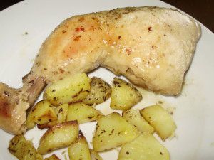 Recette Mijoté de cuisses de poulet au gingembre et ses pommes de terre sautees au basilic