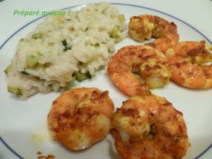 Recette Gambas épicées et risotto