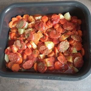Recette Mijoté carottes pdt chorizo au combi Ninja