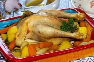 Recette Poule braisée au bouillon safrané