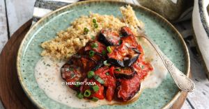 Recette Ragoût d'aubergines aux tomates et sauce coco aux épices