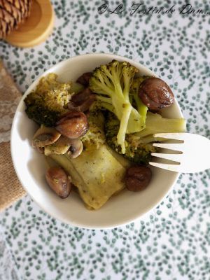 Recette Ravioles de Légumes, Brocolis, Champignons et Châtaignes à la crème