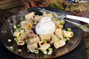 Recette Rigatoni, volaille, champignons et Burrata : la simplicité à l'italienne