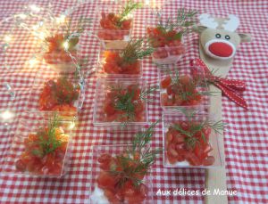 Recette Verrines de fromage blanc à la truite fumée et concassé de tomates cerises -light