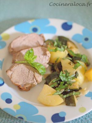 Recette Filet mignon de porc aux courgettes et basilic