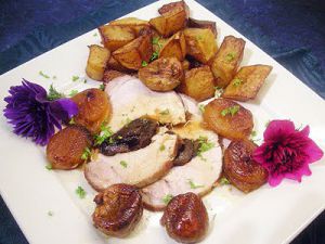 Recette Rôti de porc aux pommes de terre grenailles