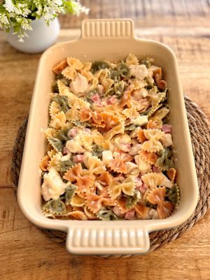 Recette Gratin de pâtes au poulet et jambon
