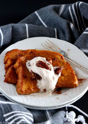 Recette Pain perdu à la citrouille et chantilly aux épices chai (vegan)