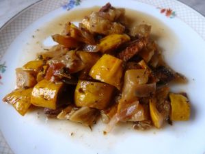 Recette Garniture de Courgettes jaunes au chorizo, oignon rouge et tomate séchée