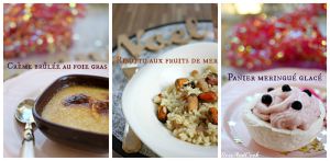 Recette Menu de fêtes: crème brûlée foie gras, risotto aux fruits de mer, panier meringués à la fraise -anti-crise Marque Repère 4€/pers