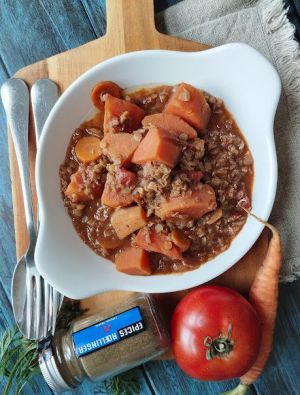 Recette Mijoté lentilles corail patate douce aux épices