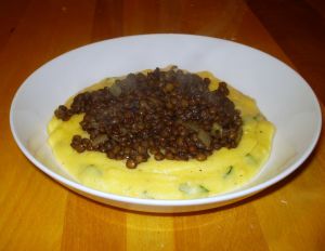 Recette Lentilles au romarin sur polenta crémeuse au parmesan
