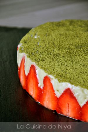 Recette Fraisier matcha (onctueux comme un tiramisu) [vegan]… et le blog a 2 ans