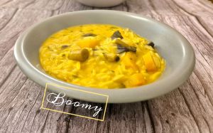 Recette Soupe de carottes, champignons et risetti au curry