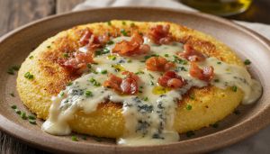 Recette Polenta gratinée onctueuse au gorgonzola fondant et pancetta croustillante : une recette irrésistible