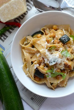 Recette Pâtes courgette et pois chiches #végétarien