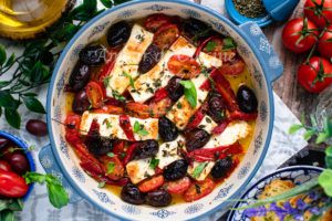 Recette Feta rotie aux olives et tomates